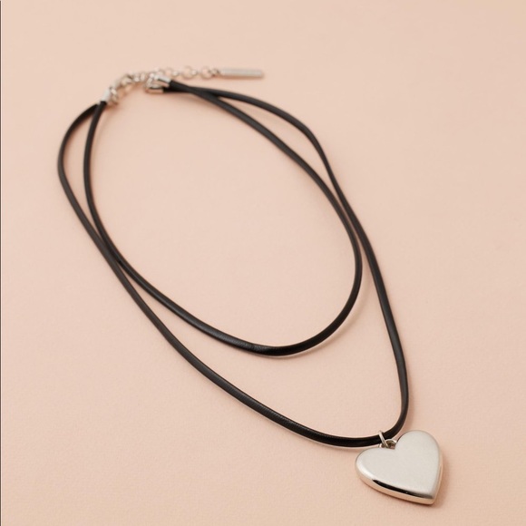Anthropologie Jewelry - Luv AJ Silver Puffy Heart Necklace